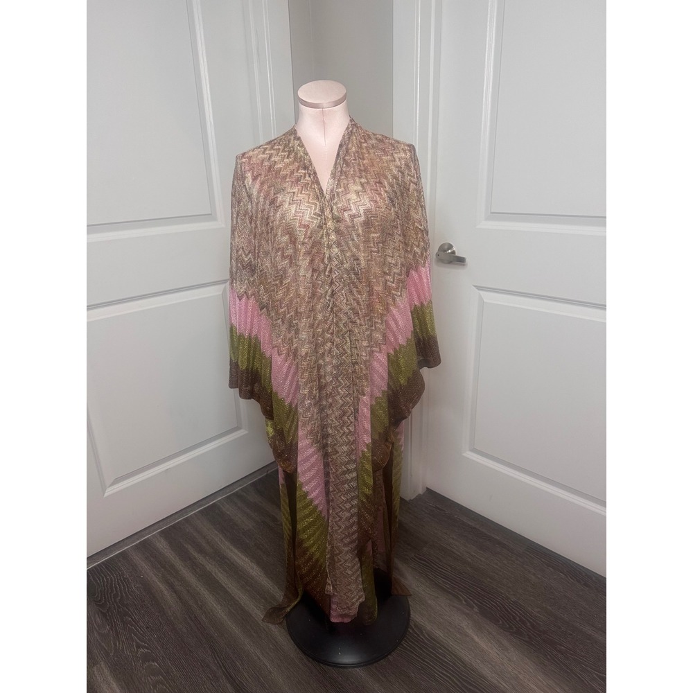 Free People Long Zigzag Knit Maxi Kimono Kaftan Cardigan Cover Up